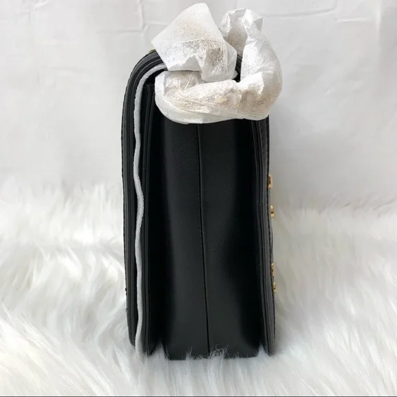 LOVE Moschino Borsa PU Nero Vegan Leather Studded Black Crossbody Bag NWT - Picture 9 of 15